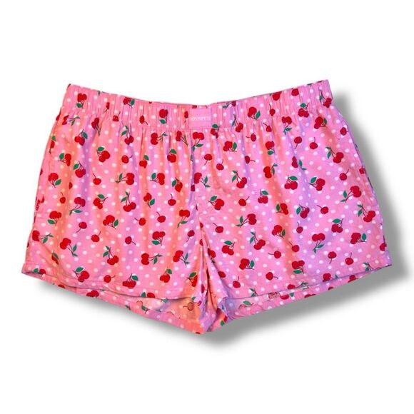 ❌❌NOT FOR SALE Joy Spun Cherry Print Flannel Pajama Shorts Sz L - Picture 4 of 11